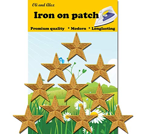 Iron On Patches - Yellow Star Patch 10 pcs Iron On Patch Embroidered Applique A-36