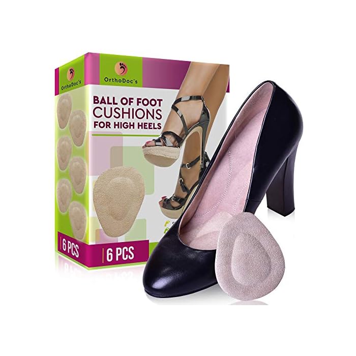 OrthoDoc's High Heel Cushion Inserts - Metatarsal Pads for Women & Men - Mortons Neuroma Pads for Women & Men - Shoe Pads for Heels - Ball of Foot Cushions for High Heels - Insoles for High Heels (bg)