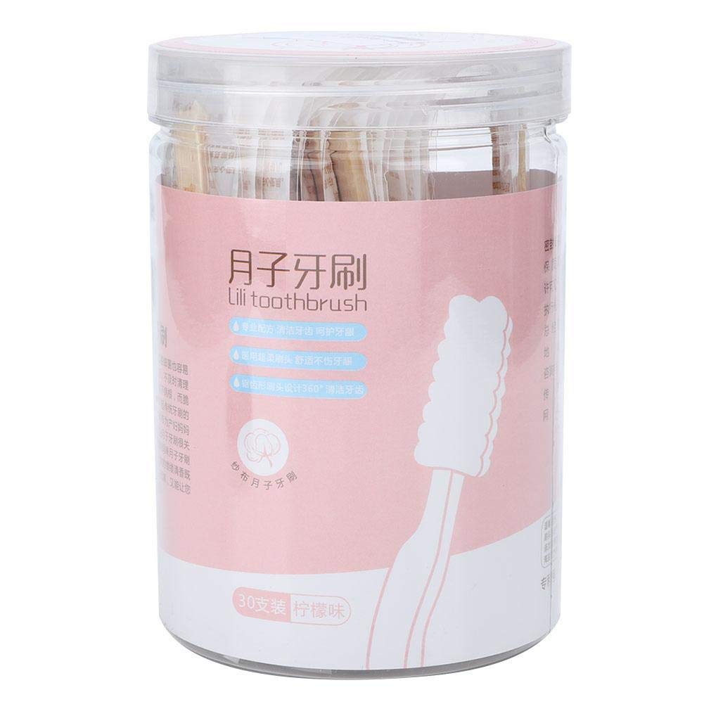 Disposable Toothbrush, Portable Soft Oral Care for Kids, Aged, Maternity, No Toothpaste Needed, 30Pcs (Lemon)