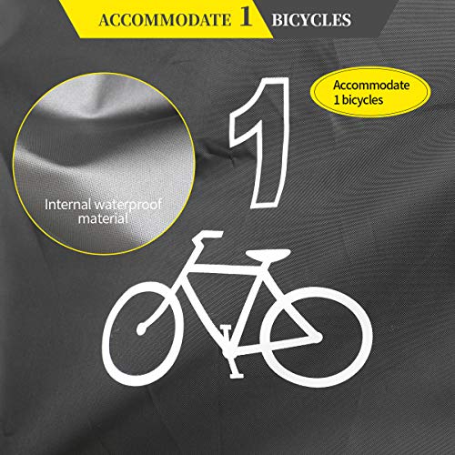 Aiskaer Black Bicycle Cover with Lock Hole Reflective Safety Loops for 29er Mountain Road Electric Bike Motorcycle Cruiser Outdoor Storage, Waterproof, Anti-UV, Heavy Duty Ripstop Material 210D