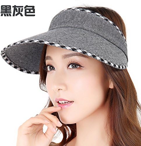 RangYR Women's Hat Ms Cap Multifunctional Summer Sun Visor Cap Cotton Sun Hat Collapsible Beach Casual Cap Adjustable Size Black Grey