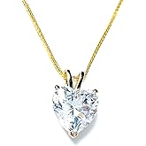 18k SOLID Gold LUXURY WOMENS DAY Gift for her 8mm Diamond Necklace Pendant 1.5 carat HEART SOLITAIRE DIAMOND Heart Diamond Necklace Anniversary HANDMADE Jewellery for women Solid 18kt White Gold