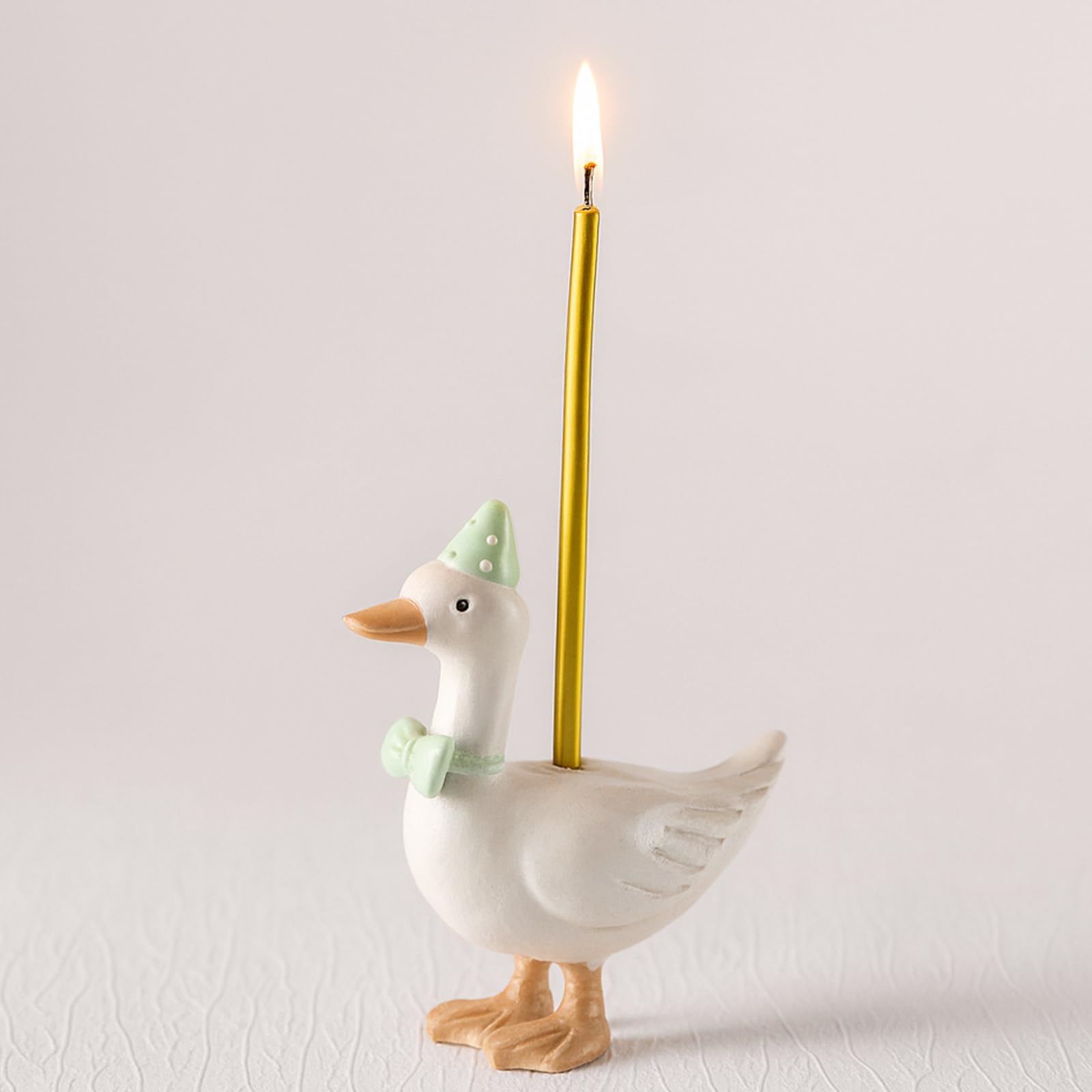 Mumufy Silly Goose Cake Candle Holders with Birthday Candle One Birthday Party Supplies Mini Cute Cake Topper Stand Candlestick for Kids Baby Shower Party Celebration, 3.15 Inch(Goose,Green)