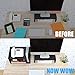 FITUEYES Wood Office Supplies Desk Organizer 4 Compartments with Letter Tray Black Document Holder