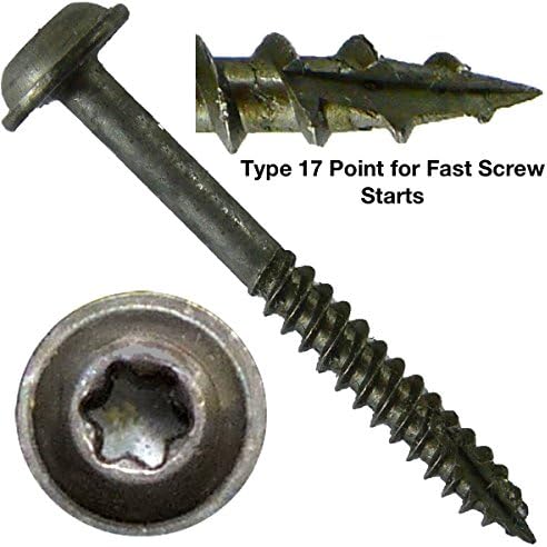 #7 x 1-1/2" Pocket Hole Torx/Star Head Screws FINE Thread - 1 POUND - 165 Approx. Screw Count - Torx/Star Drive Pocket Hole Screws for Cabinetry, Furniture, etc - T-20 Torx Screw Head