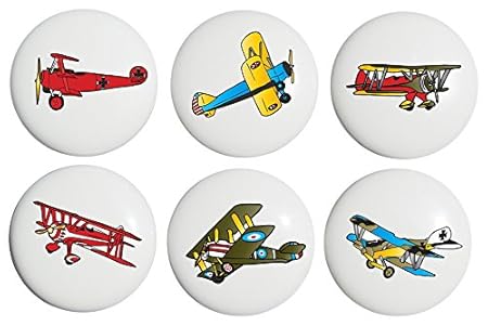 Vintage Airplane Drawer Pulls Ceramic Handle Knobs Set Of 6