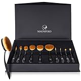 Professional Oval Makeup Brush - Set of 10 Brushes with Soft Toothbrush design