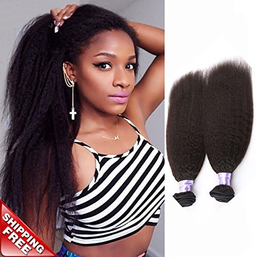 10"-28" Brazilian Remy Hair Kinky Straight 7a Grade Weave Human Hair Bundles Unprocessed Hair Natural Black Color 22+22 inch