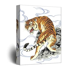Canvas Wall Art - Drawing of Angry Tiger - Giclee Print Gallery Wrap Modern Home Art Ready to Hang - 12x18 inches