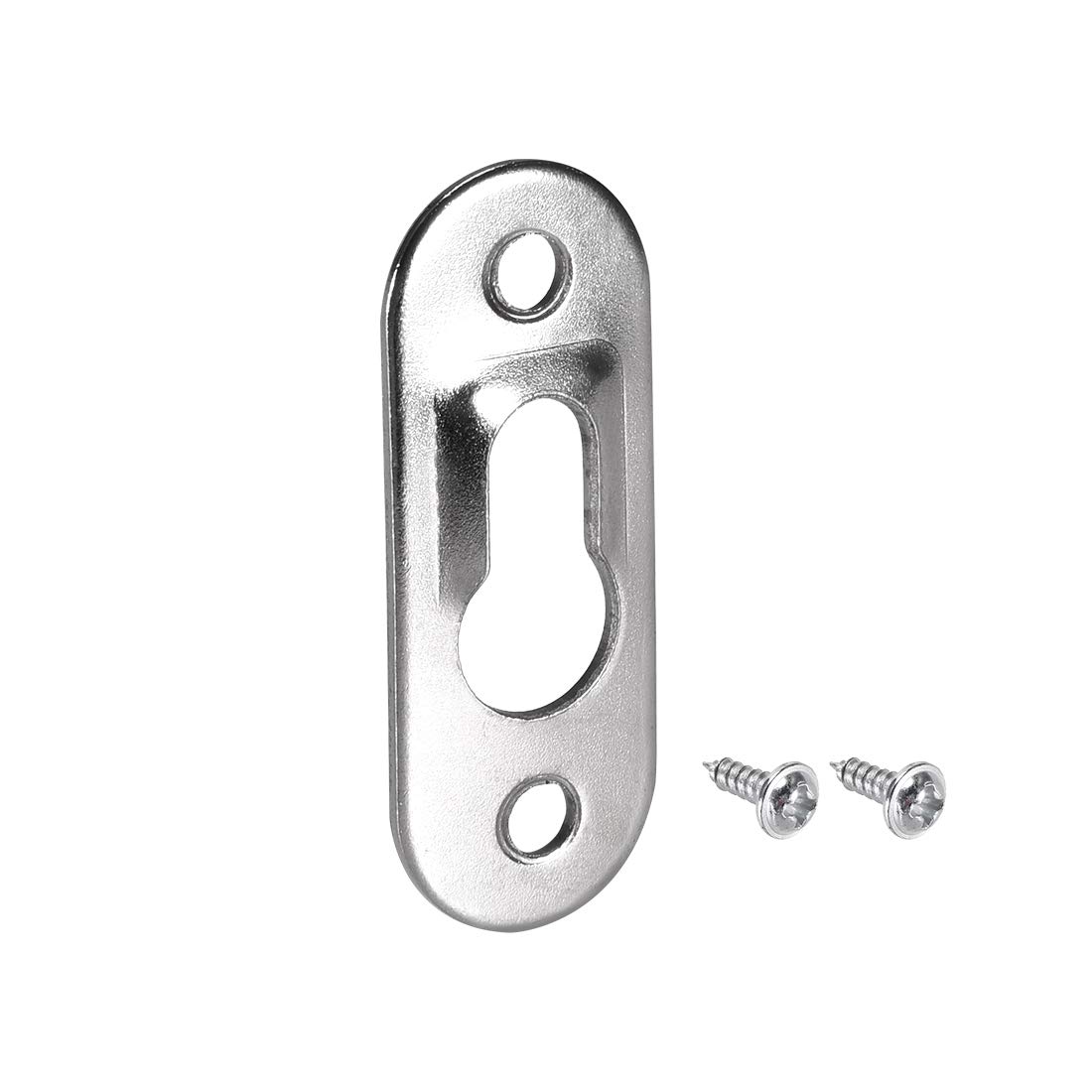 sourcing map Keyhole Hanging Plate, 42mm x 16mm Single Hole Hook for Picture Frames with Screws, 20 Pcs (Silver)