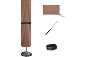 CoverFml Patio Umbrella Cover-420D Waterproof Rectangular Umbrella Cover-Fits 6-9Ft Outdoor Market Parasol, 13Ft Double Sided Umbrella(Coffee) .