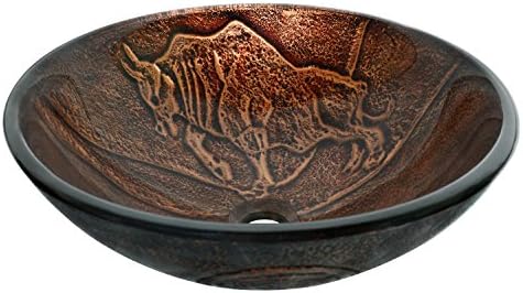 Enbol Bathroom Vessel Sink Artistic Tempered Glass Round Bowl Vanity Basin GS-L9100