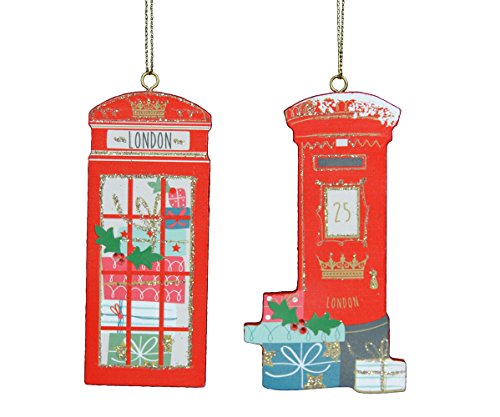 Gisela Graham Telephone and Postbox Christmas Decorations