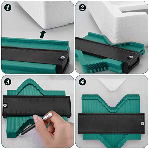 Contour Gauge,5-inch Profile Gauge Measure Ruler Contour Duplicator, Perfectly Suitable for Precisely Copy Irregular Shapes and Standard Wood Marking Tool Tiling Laminate Tiles General Tools-Green