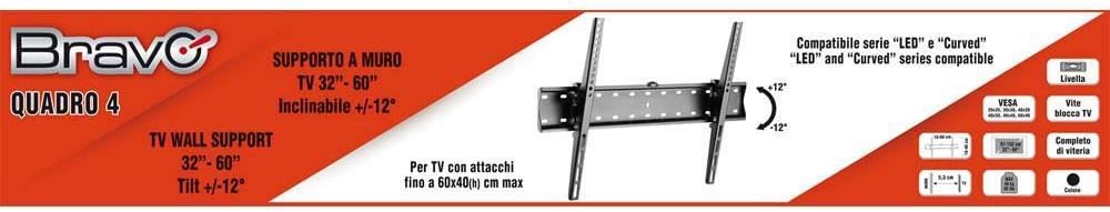 Bravo 45854 TV Stand Quadro 4 32"-60" Incl, Schwarz - Image 3