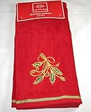 Lenox American By Design Plush Christmas Red Kitchen Towels 100% Cotton Set of 2