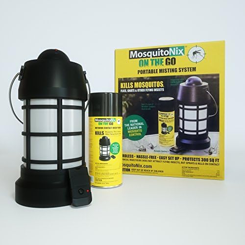 MosquitoNix On The Go Portable Mosquito Defense Unit โ Automatic Dispenser โ Outdoor Contact Insecticide (CRU) โ Remote (Black)