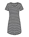OURS Women's Scoop Neck Stripes Short Sleeves Casual Jersey Shift Dress (XXL, Black)