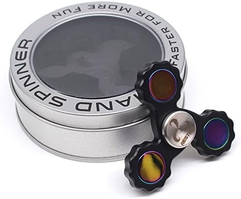 Zinger Hybird Tri Hand Spinner Fidget Toy with Ceramic Stainless Steel Bearings For ADHD, Relieve-Anxiety,Quitting Bad Habits--Last 2 To 5 Mins【Black】