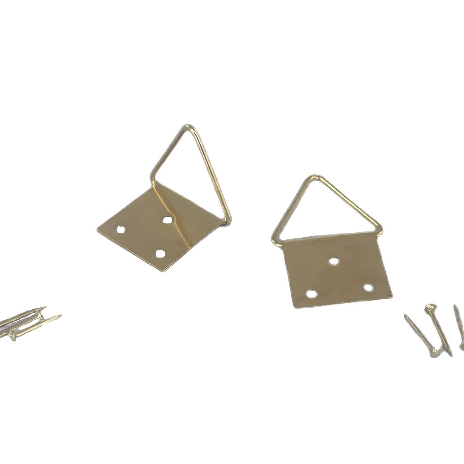 Brass-Plated Steel Triangular Fasteners, 10 mm Wide.