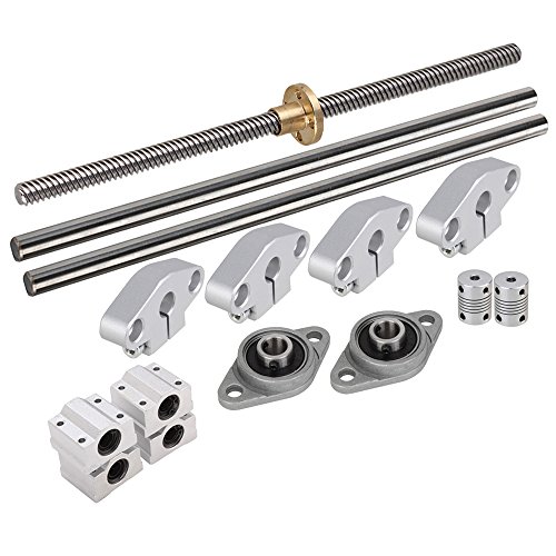 CNBTR Vertical 8mm Lead Screw &L200mm Shaft Optical Axis&Pillow Block Bearings Slide Block with Dual Rail Shaft Support &Flexible Shaft Coupling Pack of 15