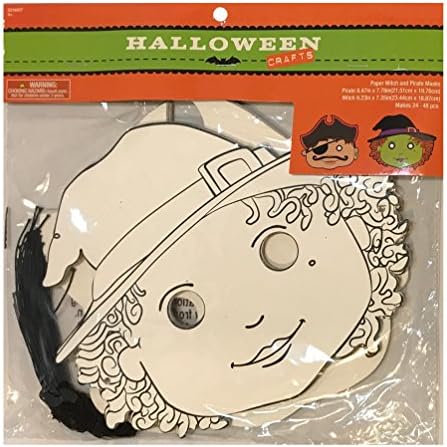 Foam Masks - For All Ages, Party, Halloween, Dress-Up, Costume With Elastic Strap ((Paper) Color Your Own, Witch and Pirate - Set of 24)