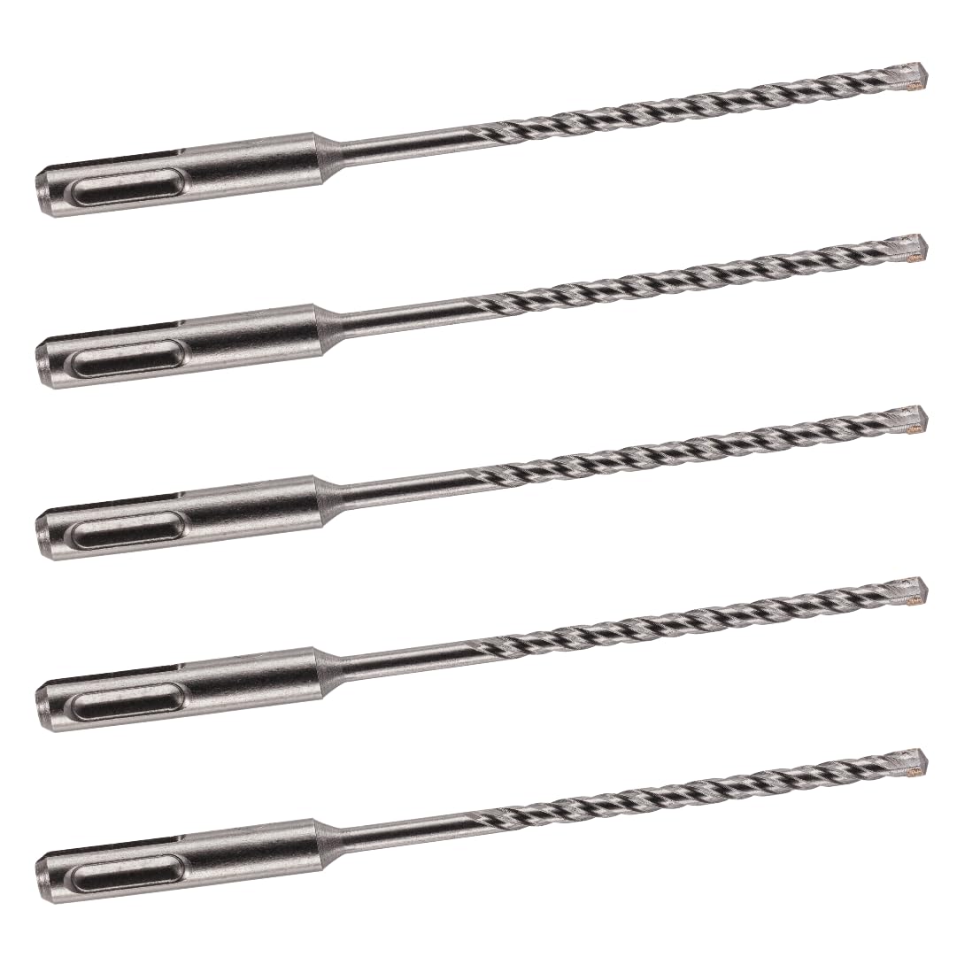 PACK OF 5-5mm x 160mm LONG SDS + PLUS MASONRY DRILL BIT, TUNGSTEN CARBIDE TIP, FOR STONE CONCRETE BRICK