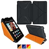 roocase Kindle Fire HD 6 2014 Case, new Kindle Fire HD 6 Origami 3D Slim Shell Case with Sleep / Wake Smart Cover [Supports Landscape, Portrait, Typing Stand] for All-New Fire HD 6 Tablet (2014), Granite Black / roocase Orange
