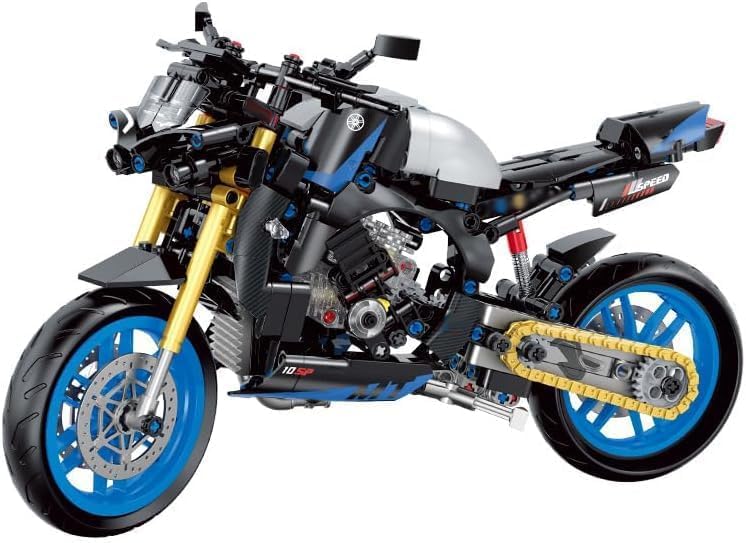 CIJINAY Technic Motorcycle Model Building Block Kit for Yamaha MT-10, 638 PCS Technic Motorbike Building Blocks Set, MOC Superbike Gift Toy for Kid Adult, Construction Vehicle Toy Building Brick