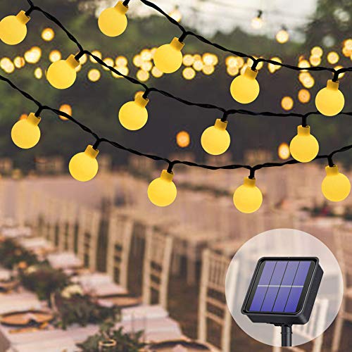 Lezonic Solar Lichterkette Außen 60 LED, 8M / 27FT LED Lichterketten, 8 Modi wasserdichte solarbetriebene Globuslichter…