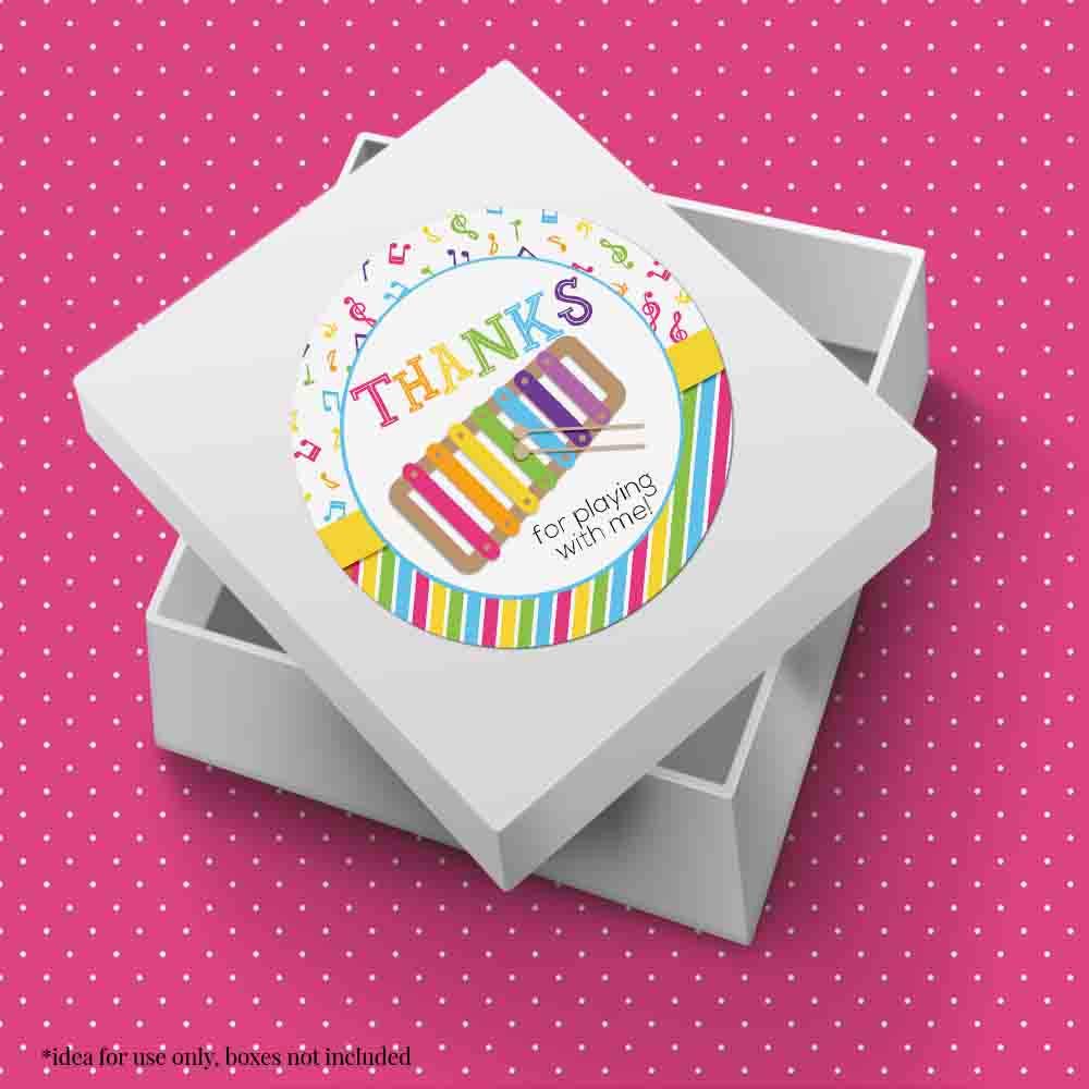 Thanks For Playing With Me Musical Xylophone Themed Birthday Party Thank You Sticker Labels 40 2 Party Circle Stickers By Amandacreation Great For Party Favors Envelope Seals Goodie Bags Amazon In Home