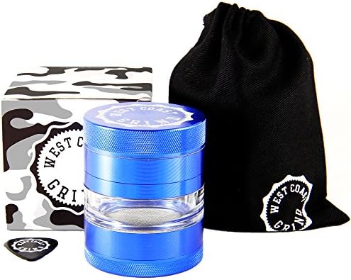 West Coast Grind Pollen Catcher, Electric Blue, 4 Piece