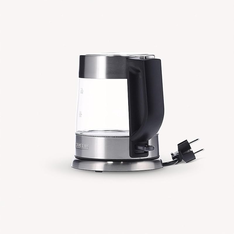 Bollitore in vetro, potente e compatto con design di alta qualità, bollitore elettrico con filtro anticalcare, acciaio inox/nero, WK 3468
