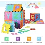 Alfombra Puzzle Letras y Números Alfabeto Goma Espuma para Niños 31x31cm