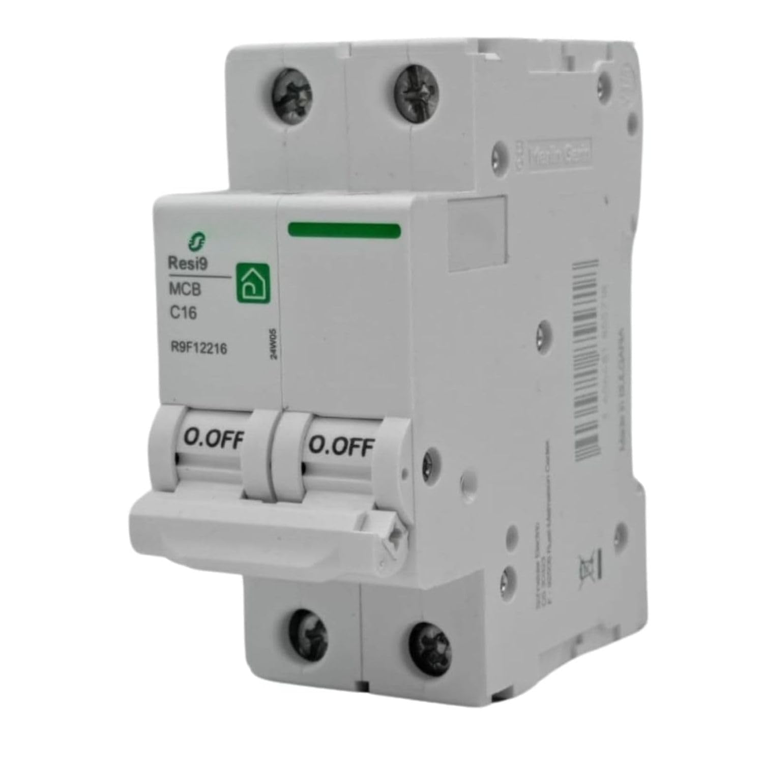 RASMACOR | Residential Magnetic Thermal Switch 2P 16A | RESI9 R9F12216 | CURVE C | Frequency 50/60HZ | Standard UNE/EN 60898-1 CE | 16 Amps