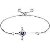 TOUPOP Birthstone Cross Bracelet for Women 925 Sterling Silver Cross Infinity Bracelet Fine Jewelry Birthday Valentines Day Gifts for Her Girlfriend Wife