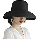 JDYaoYing Women Floppy Sun Hat Wide Brim Straw Beach Cap UPF Straw Foldable Sun Hat for Summer