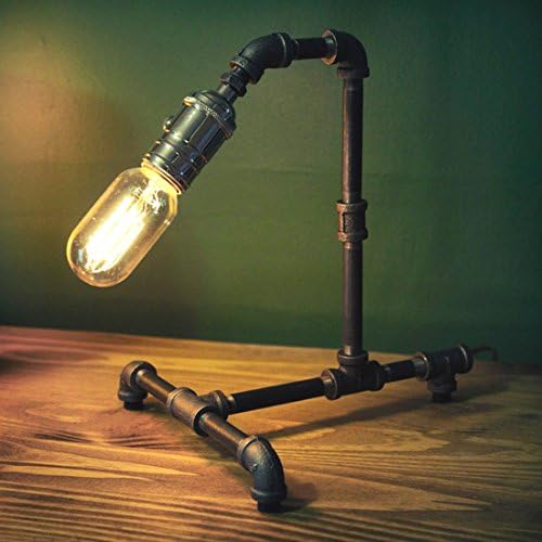 Vintage Lamp - Retro Industrial Style Steel Pipe Desk Table Lamp Light With Edison Bulb