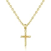 KissYan Layered Cross Necklace for Women, 14K Gold Plated Cubic Zirconia Pendant Necklaces Cross Faith Necklaces, Gold Cross Choker Trendy Jewelry Gifts for Women