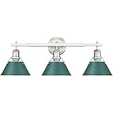 Golden Lighting 3306-BA3 PW Orwell 3 Light 27" Wide Vanity Light - Pewter/Pine Green Shades