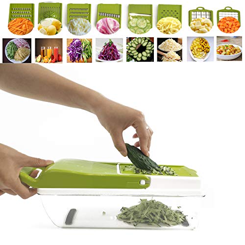 Lumicook vegetable chopper slicer | Durable veggie chopper large food safe container | 8 blades and lemon juicer | All-In-One dicer slicer chopper | food chopper