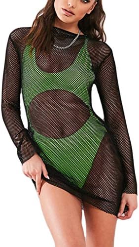 Young U Women's Sheer See Through T-Shirt Sexy Black Mesh Tee Beach Wear Cover Up Top