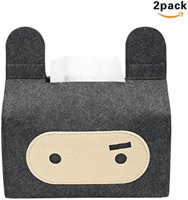 Borsong Facial Tissue Box Cover for Bathroom Vanity Countertops cute felt holder (2pcs)