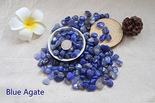 Youngyang Colored stone 1lb,Ornamental stone for fish tank,Potting stone,Natural pebbles(Multiple color and size options) (Sapphire agate 0.4~0.8in)