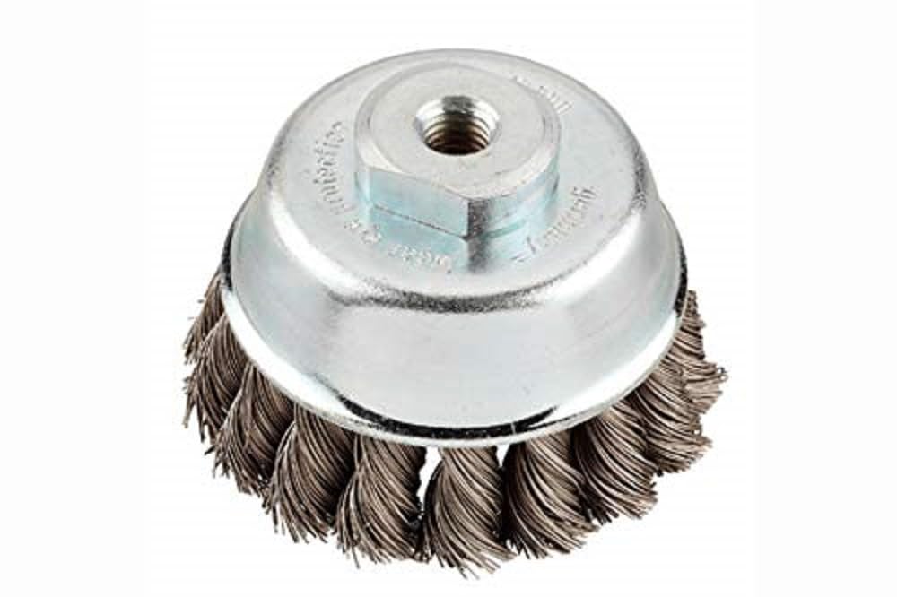kwb 100mm Cup Brush for Angle Grinders, Twisted, M14 Threaded Mount, for Metal and Stone, Cleaning, Descaling, Roughening, and Rust Removal — image 1
