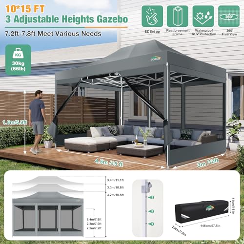 COBIZI 10x15 Heavy Duty Pop Up Canopy Tent Review: Large Gazebo with Mosquito Netting image 30
