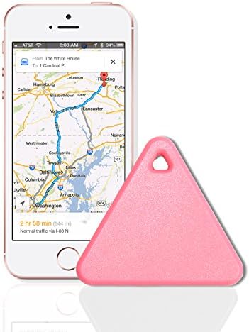 ZIZON Triangle Smart Blutooth tracker Anti-lost Anti-Theft Alarm Device Tracker Remote Shutter GPS for Phone/Car/Key/Pets/Kids/Wallets/Luggage Finder Tracer (Pink)