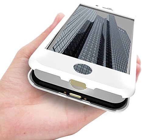iPhone 7 Plus case, VPR Ultra Thin 360°Degree Full Body Protective Case with Metal Frame [Magnetic Adsorption Technology] [Tempered Glass Back] [Support Wireless Charging] for iPhone 7/8 Plus (White)
