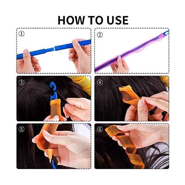 18 Pieces Hair Curlers Spiral Curls No Heat Wave Hair Curlers Styling Kit with 2 Pieces Styling Hooks for Most Kinds of…