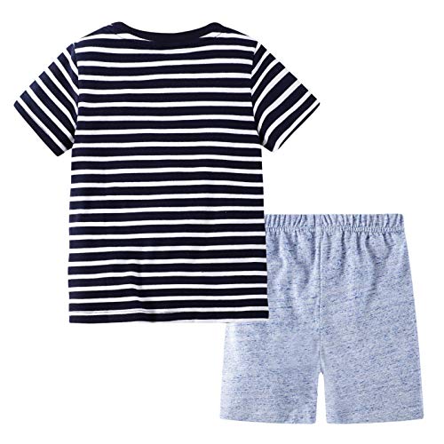 BIBNice Boys Clothes Sets Toddler Outfits Cotton Tee and Shorts Set Stripe 2t